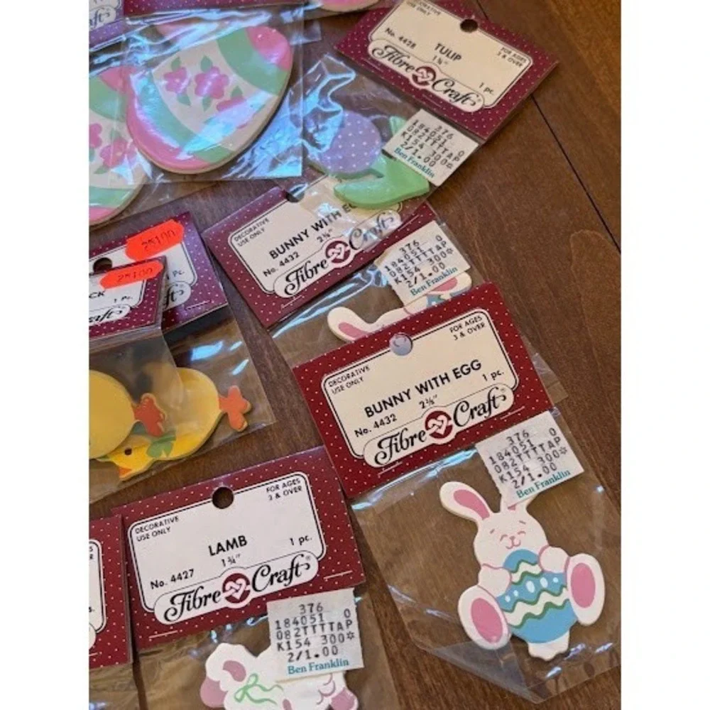 24‎ Wooden Shapes Fibre Craft Assorted Easter Theme Eggs Chicks Ducks Bunny